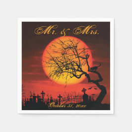 Svart och Orange Halloween Bröllop Napkins Pappersservett