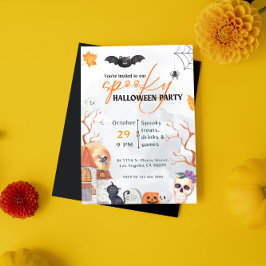 Svart och orange Halloween fest-inbjudan Inbjudningar