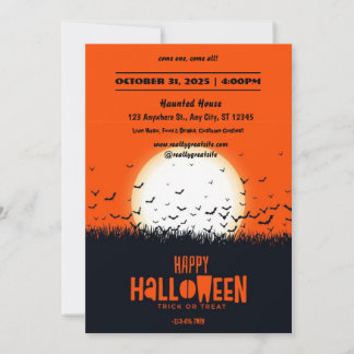 Svart och Orange Halloween fest-inbjudan Inbjudningar