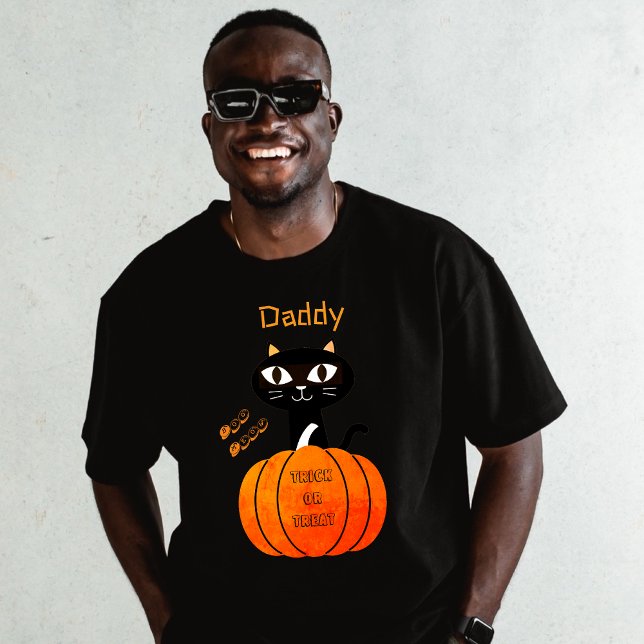Svart och Orange, Halloween, för att matcha kattma T Shirt (Skapare uppladdad)