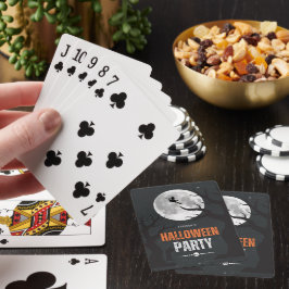 Svart och orange Halloween fullmåne Casinokort