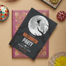 Svart och orange Halloween fullmåne