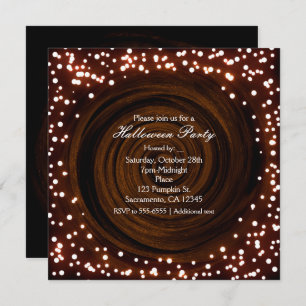 Svart och Orange Halloween-Ljus-partiinbjudningar Inbjudningar