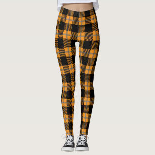 Svart och orange Halloween pläterade balkar Leggings