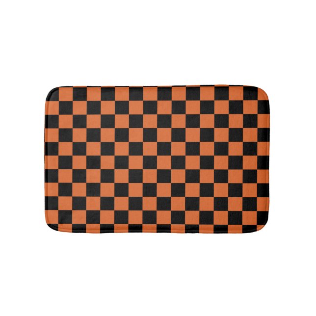 Svart och orange Halloween-rutig mönster  Badrumsmatta (Framsidan)