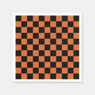 Svart och orange Halloween-rutig mönster Pappersservett