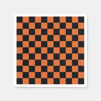 Svart och orange Halloween-rutig mönster Pappersservett
