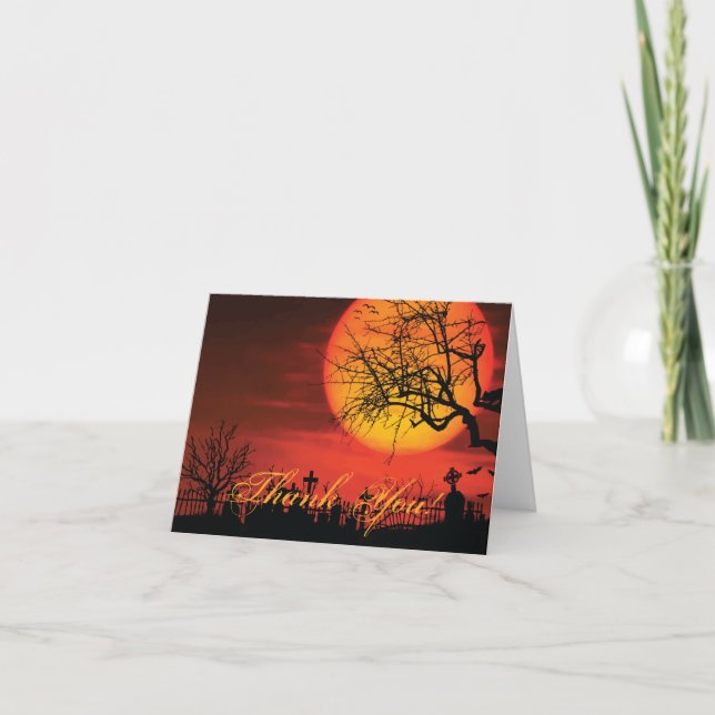 Svart och Orange Halloween, tack vare dina kort (Framsida)