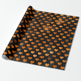Svart och orange hjärtmönster presentpapper