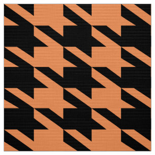 Svart och Orange Houndstooth Seamless Mönster Tyg