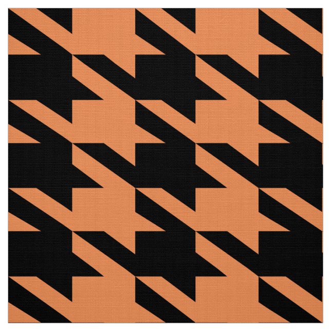 Svart och Orange Houndstooth Seamless Mönster Tyg (Provkarta)