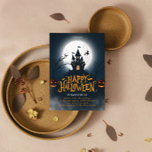 Svart och orange illustrativ glad halloween