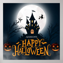 Svart och Orange Illustrative Happy halloween Poster