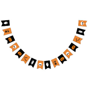 Svart och orange illustrerat Halloween baner Vimplar