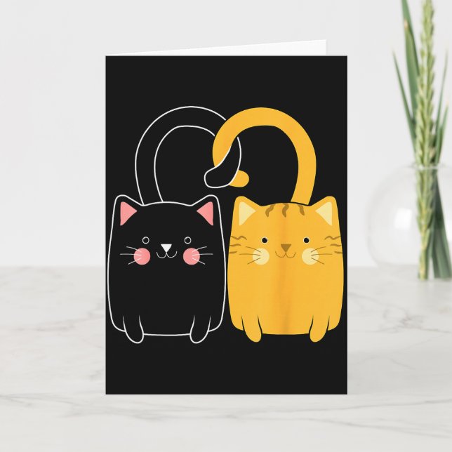 Svart Och Orange Katt Valentine Ginger Cat Valenti Kort (Framsida)