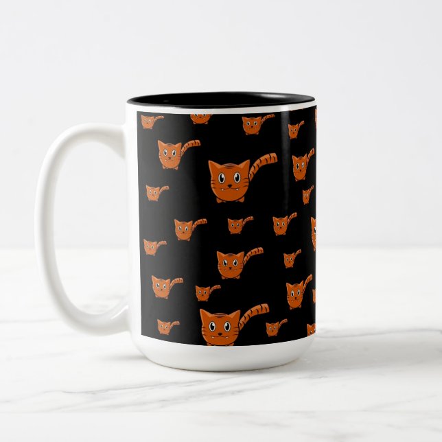 Svart och Orange Kattunge Mönster Två-Tonad Mugg (Vänster)