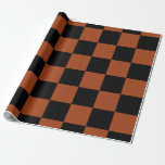 Svart och Orange - kontrollerade fyrkanter Buffalo Presentpapper<br><div class="desc">papper radbrytning av anpassningsbar</div>