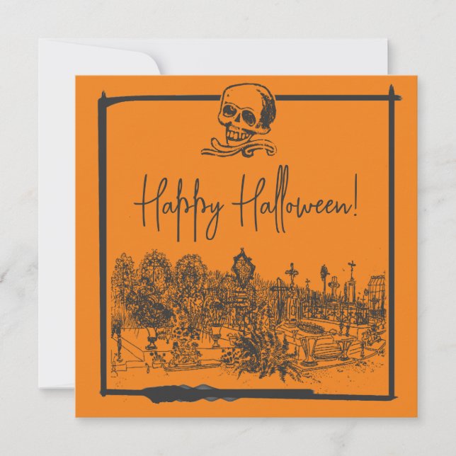 Svart- och Orange-kort för happy halloween Julkort (Framsida)