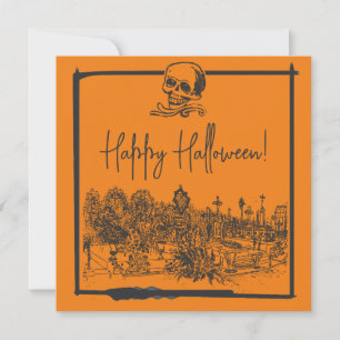 Svart- och Orange-kort för happy halloween Julkort