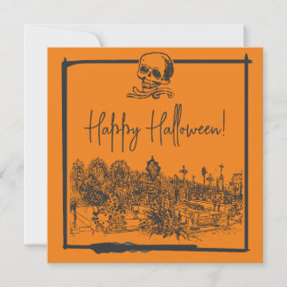 Svart- och Orange-kort för happy halloween Julkort