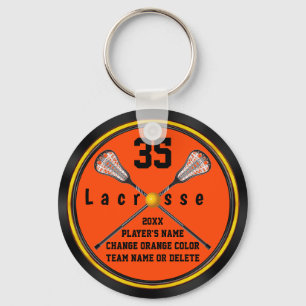 Svart och Orange Lacrosse Gift Ideas, PERSONLIG Nyckelring