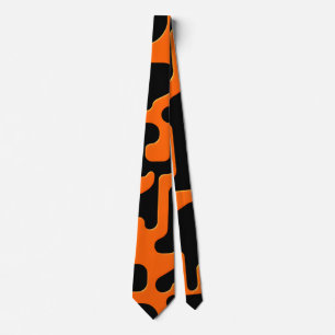 Svart och orange maze Abstrakt Geometric Mönster Slips