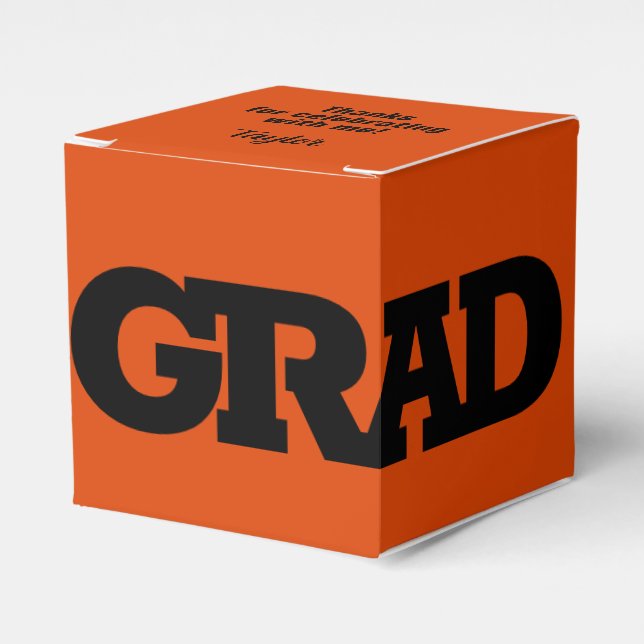 Svart och Orange med fetstil och Studentfest Presentaskar (Framsidan Sidan)