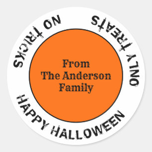 Svart och Orange Modern Familj Namn Happy hallowee Runt Klistermärke