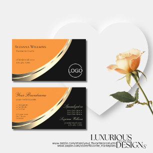 Svart och Orange Noble Guld Decor med Logotyp Mode Visitkort