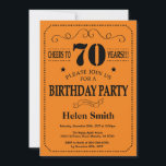 Svart och Orange på 70:e födelsedag Inbjudningar<br><div class="desc">70:e födelsedagsinbjudan Svart och Orange-typografi. Svart och Orange - bakgrund. Vuxen Birthday. Male Manar eller Women Birthday. Kids Boy eller Girl Dam Tonåring Teenage Bday Inbjudan. 13:e 15:e 16:e 18:e 20:e 30:e 40:e 60:e 70:e 80:e 90:e 100:e. Vilken ålder som helst. Om du vill göra ytterligare anpassningar klickar du på...</div>