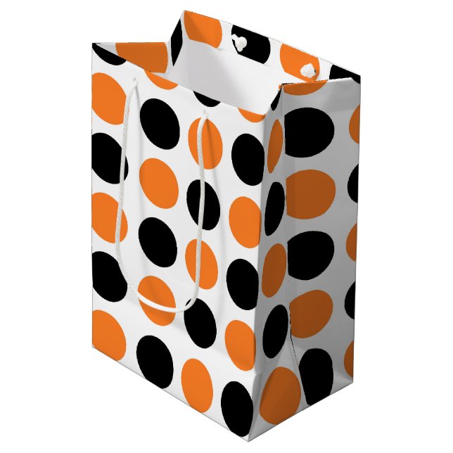 Svart och Orange Polka dots (Framsidan Vinklad)