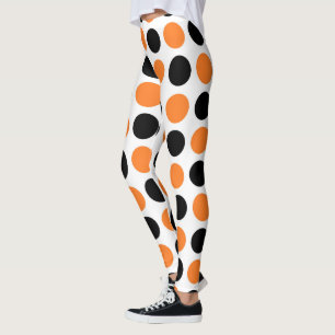 Svart och Orange Polka dots Leggings