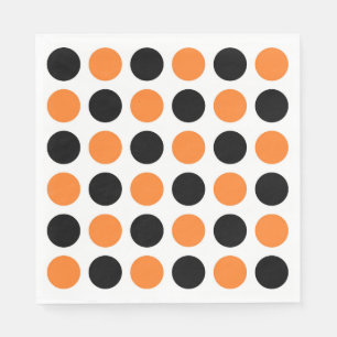 Svart och Orange Polka dots Pappersservett