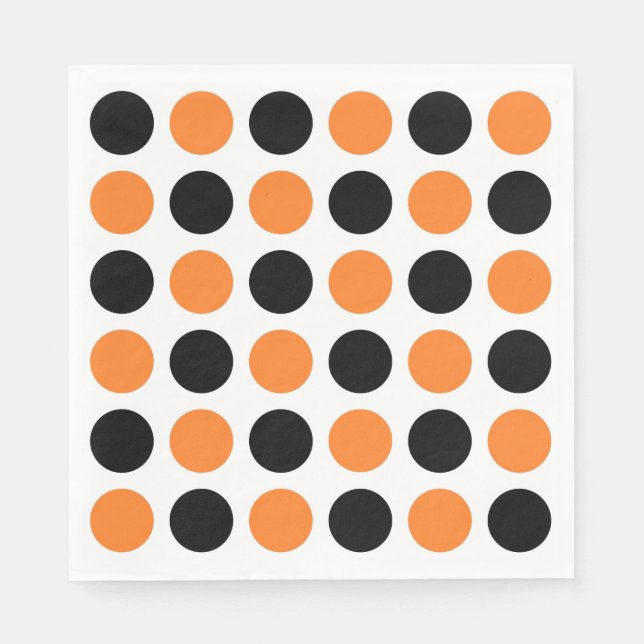 Svart och Orange Polka dots Pappersservett (Framsidan)