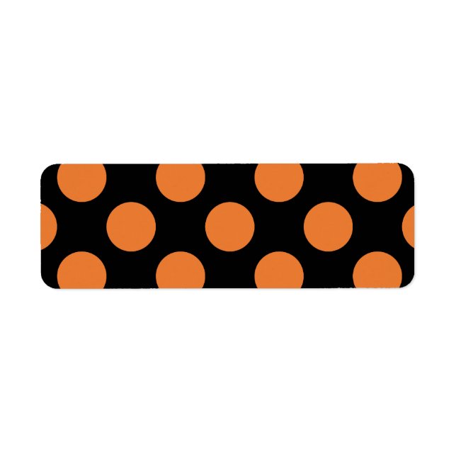 Svart och Orange Polka dots Returadress Etikett (Framsidan)