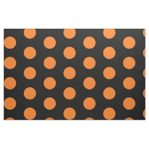 Svart och Orange Polka-streck, bomullsväv Tyg