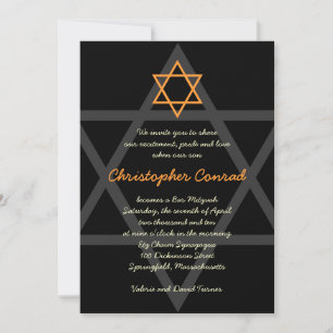 Svart och Orange Pub Mitzvah-inbjudan Inbjudningar