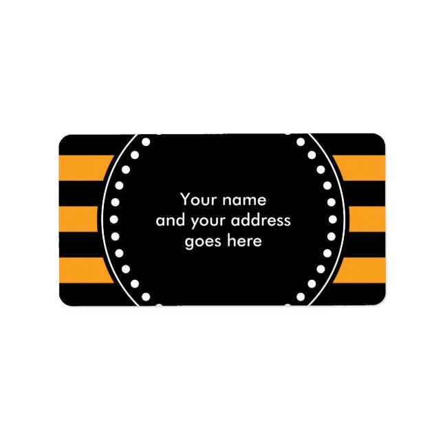 Svart och orange rand mönster adressetikett (Framsidan)