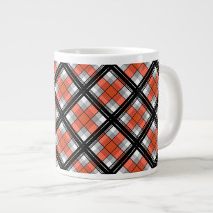 Svart och orange rutmönster jumbo mugg