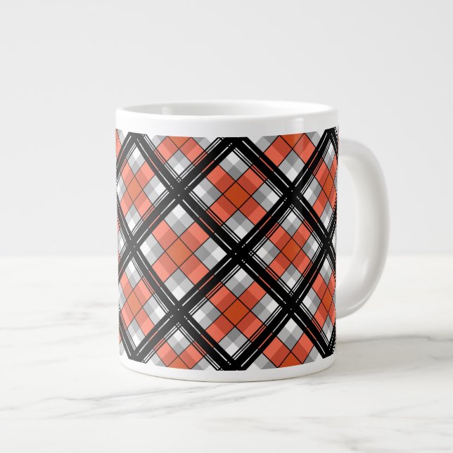 Svart och orange rutmönster jumbo mugg (Framsida höger)