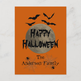 Svart och Orange Scary Spooky Happy halloween Vykort