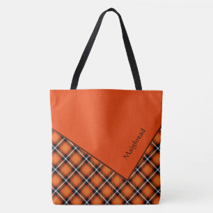 Svart och Orange Scottish Plaid Faux Fold over Tygkasse