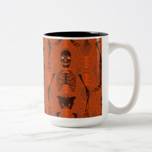 Svart och Orange Skeletons Halloween Mugg