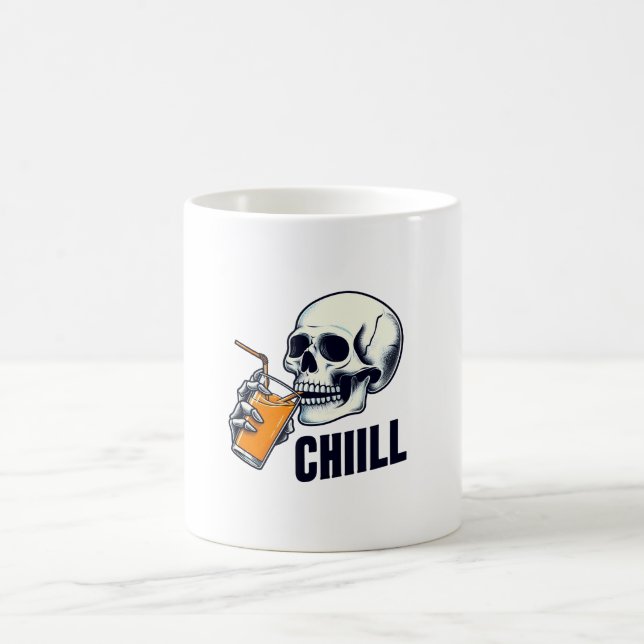 Svart och Orange Skull Illustration Chiill Mugg (Center)