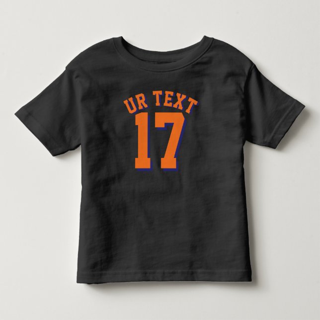 Svart och Orange Småbarn | Idrottsdesign T-shirt (Framsida)
