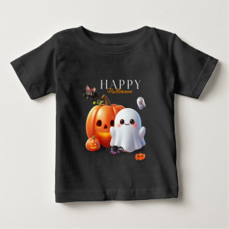 Svart och orange söta glada Halloween T Shirt