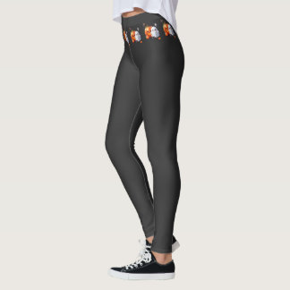 Svart och orange Sött Gott Halloween Leggings