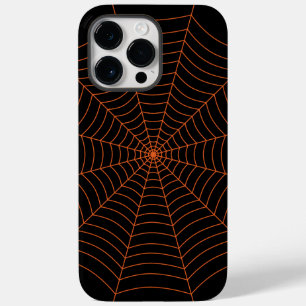 Svart och orange spindelnät Halloween mönster