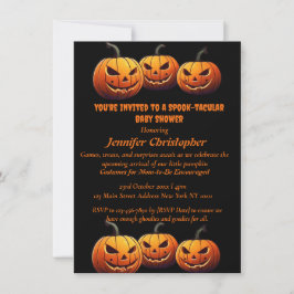 Svart och Orange Spooktacular Pumpkin Halloween Inbjudningar