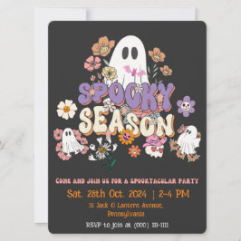 Svart och Orange Spooky spöket Halloween-inbjudan Inbjudningar